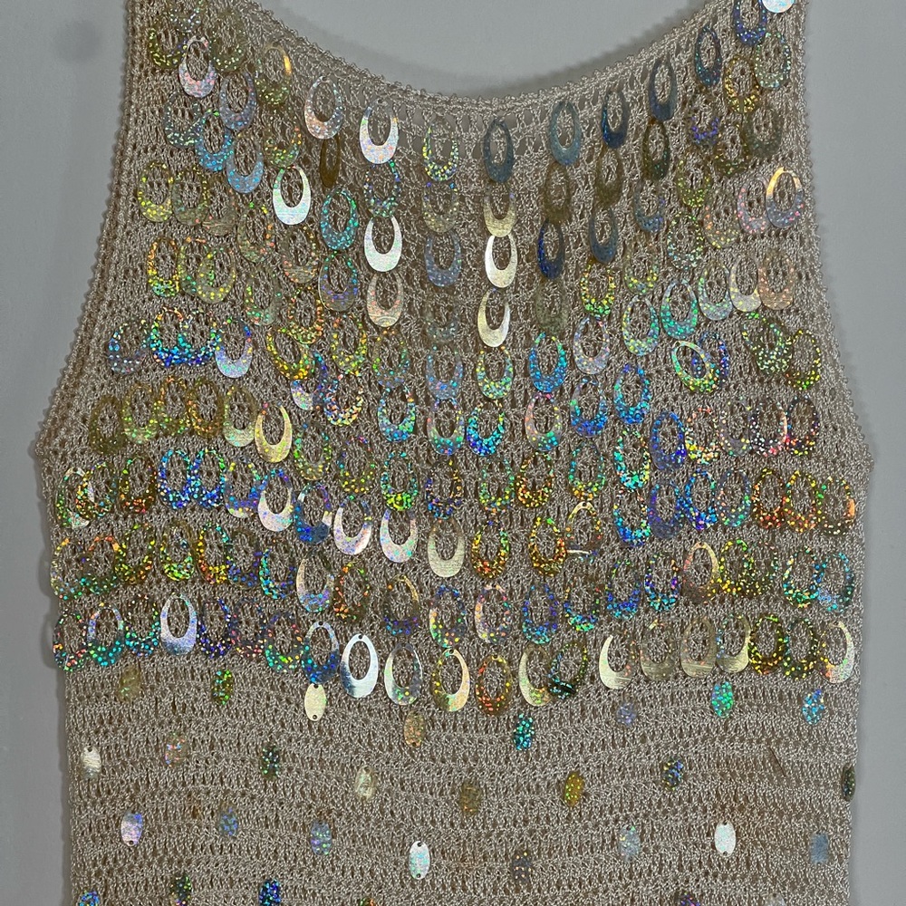 RARE Vintage Holographic Sequins Knit Cami🪩